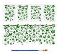 FINGERINSPIRE 4 Pz Stencil per Pittura a Forma di Vite Edera con Pennello, 29.7x21cm Motivo Patchwork a Forma di Edera Riutilizzabile Modello Decorativo per Piante in PET per Dipingere su Pareti