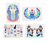 FINGERINSPIRE 4 Pz Stencil per Pittura Egiziana 21x29.7cm Stencil per Disegno di Scrittura Egiziana Stencils di Disegno di Faraone Egiziano, Scarabeo, Stencils di Simbolo Egizio per Pittura su Legno