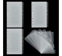 FINGERINSPIRE 4 Set A6 Divisori per Raccoglitori 17.1x10.4cm Chiaro 6 Anelli Divisori Verticali in Plastica Smerigliato Scheda Ricetta per Planner Raccoglitori a Fogli Sciolti (24 Divisori)