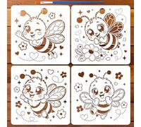 FINGERINSPIRE 4 stencil Dipingere Simpatiche Api con Pennello 20x20cm