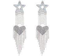 FINGERINSPIRE 4 Toppe con Nappine con Strass, termoadesive a Forma di Stella e Cuore, da Cucire su Toppe Glitterate con Cristalli Lucidi sulle Spalle Accessori per Costumi Fai da Te per Abbigliamento