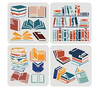 FINGERINSPIRE 4pcs Book Stencil per dipingere 15x15cm Plastic Piet Collection Libri Modelli per Disegno in Piedi impilabili Stencil per Studio e Decorazione murale