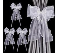 FINGERINSPIRE 4pz Fermatenda per Tende con Fiocco 50.5x23.6cm Bianco Bowknot Perle Cravatte per Tende con Perno Fibbia per Tende Bowknot Fibbia Cinghie per Tende per Decor Fermatenda per Legare