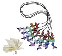 FINGERINSPIRE 4Pz Segnalibro con Perline di Pietre Preziose e Nylon Segnalibro con Perline Irregolari in Diaspro Rosso/Occhio di Tigre/Avventurina Blu/Ametista per Gli Amanti Dei Libri di Lettura