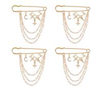 FINGERINSPIRE 4Pz Spilla a Forma di Stella con Catena Appesa, 85x70mm in Lega di Strass con Luna e Astrina in Oro Chiaro Spilla a Forma di Stella con Catena Appesa per Decorazione di Giacche da Bavero