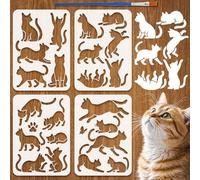 FINGERINSPIRE 4Pz Stencil con Sagoma di Gatto e Pennello 29.7x21cm Stencil Riutilizzabili per Gatti Formato per Decorazioni per La Casa Fai da Te in Plastica a Tema Animale per Dipingere su Legno