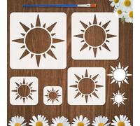 FINGERINSPIRE 5Pz Stencil A Forma di Sole con Pennello, 5 Misure Riutilizzabili in Plastica con Motivo A Sole Autunnale per La Casa Decorazione A Tema Fantasy per Dipingere su Legno Pareti e Mobili