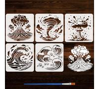 FINGERINSPIRE 5Pz Stencil di Disastri Naturali per Dipingere con Pennello 30x30cm Eruzioni Vulcaniche Esplosioni Nucleari Stencil di Tsunami Uragani Tema Natura Scavata per Pittura su Legno e Tessuto