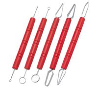 FINGERINSPIRE 5Pz Strumento per Scolpire L'Argilla in Acciaio Inossidabile, 5 Stili Strumenti per Modellare La Ceramica in Acciaio Inossidabile a Doppia Estremità Rossi per Argilla Polimerica Ceramica