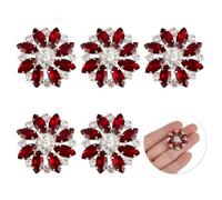 FINGERINSPIRE 6 bottoni a forma di fiore in ottone con strass da 26 mm, da cucire, con 1 foro e retro piatto, alla moda, con strass e fiocco di neve, per tessuti, fai da te, decorazioni per matrimoni