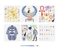 FINGERINSPIRE 6 pezzi Moo di Pittura A Tema Egiziano con Pennello 30x30cm Moo di Pittura con Scrittura Egiziana Stencil Teso Faraone Stencil Sole Stencil Riutilizzabili Fai Da Te Arte Artigianato