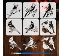 FINGERINSPIRE 6 Pz Stencil di Uccelli con Pennello di Plastica 20x20cm Stencil di Silhouette di Uccelli Stencils di Uccello su Ramo Stencils di Animali per Disegno Fai da Te, Mobili, Pareti, Tessuti