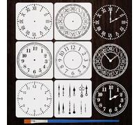 FINGERINSPIRE 6 Pz Stencil per Dipingere il Quadrante Dell'Orologio con Pennello 30x30cm Stencil per Orologio con Numeri Romani Stencils per Disegno Stencils per Pittura su Legno, Tela, Carta, Tessuto