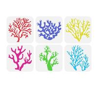 FINGERINSPIRE 6 stencil per pittura a corallo, 15x15 cm, riutilizzabili, 6 stili, creature marine, modello fai da te, decorazione oceano, stencil per pareti in legno