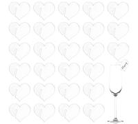 FINGERINSPIRE 60 Pz Etichette per Bevande in Acrilico A Forma di Cuore Etichetta per Bevande per Feste 5x4.5cm Marcatore per Bevande in Acrilico Trasparente Etichetta per Bicchiere di Champagne