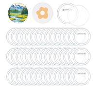 FINGERINSPIRE 60Pz Spilla A Bottone In Acrilico Diametro 75mm Base per Spilla In Plastica Spilla Rotonda Piatta Trasparente Decorazione Riutilizzabile per Matrimonio Abito da Sposa, Vestiti, Zaino