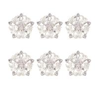 FINGERINSPIRE 6PCS 30MM Bottoni con Gambo In Strass Fiore In Lega Colore Argento Cucire Bottoni con 1 fori, Bottoni In Metallo Vintage A Forma di Cuore con Petali di Fiori Bottoni Decorativi