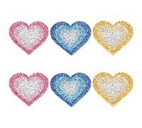FINGERINSPIRE 6pcs a forma di cuore patch di strass (blu giallo rosa, 70x61mm) Appliques hotfix toppe abiti riparazioni di riparazione ferro su patch patch glitter strass per jeans cappelli