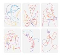 FINGERINSPIRE 6stencil modelli di disegno astratto boho stile stencil per pittura grandi visi mani cuori linee di coppia riutilizzabili per uomini e donne 21 x 29,7 cm
