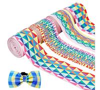 FINGERINSPIRE 7,3 m, 4 stili di cucito, elastici in nylon, 5 cm di larghezza, quadrato/triangolare/lettere/motivo cubo, elastico colorato, morbido ed elastico, per abiti