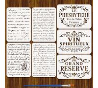 FINGERINSPIRE 7 Pz Stencil di Poesia con Pennello 21x29.7cm Stencil di Calligrafia Cinese Stencils Decorativo di Scrittura Poetica Stencils di Parole Floreali per Dipingere su Pareti Legno Tessuto