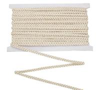 FINGERINSPIRE 9,1 M Metallic Gimp Braid Cord 5mm Wide Golden & White Thread String Metallic Tinsel Cord Flat Polyester Metallic Braided Cord Per Hair Decor Costume DIY Craft Embellishment