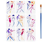 FINGERINSPIRE 9 figure astratte linea pittura stencil con pennello 21 x 29,7 cm modello per amanti della danza modello di disegno donna e uomo danza fai da te stencil per dipingere su pareti in legno
