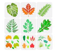 FINGERINSPIRE 9 Pz Vari Foglia Disegno Stencil 20x20cm Monstera Leaf Maple Leaf Fern Leaf Painting Template Oak Leaf Palm Leaf Bamboo Leaf Ginkgo Leaf Stencil Per La Pittura Su Legno Muro