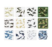 FINGERINSPIRE 9 stencil mimetici a strati, 15 x 15 cm, riutilizzabili, con stampa mimetica, modello per disegno a spruzzo, fai da te, decorazione per la casa, stencil per pittura su legno, pareti,