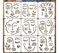 FINGERINSPIRE 9 stencil per il Viso in Stile Bohémien con Pennello 15x15cm