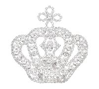 FINGERINSPIRE Appliques con Corona D'Argento, Toppe con Strass, 72x70mm, Applique con Corona Glitterata, Applique In Cristallo, Applique Da Cucire, Applique con Corona, Toppe con Strass A Corona