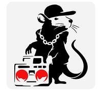 FINGERINSPIRE Banksy Hip Hop Rat Stencil 30x30cm Riutilizzabile Banksy Rat Stencil DIY Art Radios And Mouse Painting Template Banksy Theme Stencil per Dipingere su Legno, Pareti e Mobili