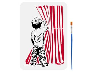 FINGERINSPIRE Banksy - Stencil per dipingere dietro le quinte, 21 x 29,7 cm, pennello incluso per vedere cosa c'è dietro di essa
