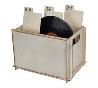 FINGERINSPIRE Cassa per Conservare I Dischi in Vinile 24.5x25.4x38cm Colore Oro Chiaro Portadischi in Legno Rettangolare Portaoggetti in Legno con Manici Forati per Dischi Musicali Album in Vinile
