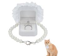 FINGERINSPIRE Collare per Cani Da Sposa con Perle e Scatola per Anelli Scatola 298cm Porta-Anelli per Collare di Cane Staccabile Bianco con Collane di Perle e Chiusura per Cerimonia Nuziale