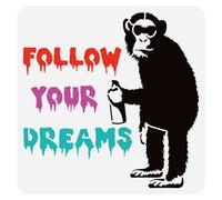 FINGERINSPIRE Doodle - Stencil per pittura a scimmia, 30 x 30 cm, riutilizzabile, in plastica PET, motivo scimpanzé, modello a tema Banksy, per dipingere su tessuto di legno