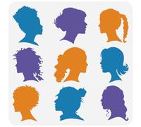 FINGERINSPIRE Grande Stencil di Pittura Sagoma Viso Laterale 30x30cm per Sagome Viso Donna Spruzzando Un Grande Stencil Riutilizzabile Modello Silhouette Ragazza Pet traforato