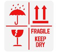 FINGERINSPIRE Keep Dry Fragile Up Text Stencil 30x30cm Riutilizzabile Keep Dry Sign Drawing Stencil DIY Craft Fragile Up Sign Painting Template For Box Packing Plastic Stencil For Wood Paper