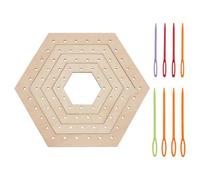 FINGERINSPIRE Kit Telaio per Tessitura 4 Pezzi Tavola di Blocco per Uncinetto Esagonale in Legno 8 Pezzi Aghi da Cucito in Plastica Tavola di Blocco per Uncinetto di Alta qualità Tavola di Blocco