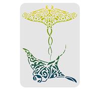 FINGERINSPIRE Manta Ray - Stencil in PET per pareti e mestieri fai da te, 29,7 x 21 cm, riutilizzabile, per dipingere su legno, pavimenti, mobili, carta e tessuto