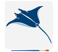 FINGERINSPIRE Manta Rochen - Pagina da colorare con pennello, 30 x 30 cm, motivo animali marini, modello da colorare, motivo: pesce del diavolo, riutilizzabile, fai da te