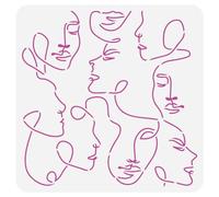 FINGERINSPIRE Modello astratto per pittura del viso, 30 x 30 cm, grande modello di disegno per volti umani, riutilizzabile astratta linea del viso per dipingere motivi umani