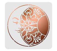 FINGERINSPIRE Modello per stencil con sole e luna Mandala 30x30 cm Stencil in plastica per pittura con sole e luna Stencil quadrati riutilizzabili per dipingere su parete in legno