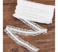 FINGERINSPIRE Nastro di pizzo elasticizzato doppio volant, larghezza 28 mm, per cucito, decorazioni di abiti e confezioni regalo, lunghezza 11 Yards, colore: bianco