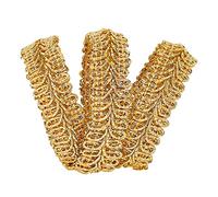 FINGERINSPIRE Nastro in pizzo dorato a treccia metallica da 13,7 m, decorazione centopiedi, 15 mm x 1,5 mm, per matrimoni, costumi o gioielli, artigianato e cucito, decorazioni natalizie