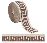 FINGERINSPIRE Nastro jacquard largo 25 m, con design a chiave greca marrone, materiale in poliestere, per decorazioni per la casa, fai da te, cucito, confezioni regalo, progetti artistici