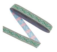 FINGERINSPIRE Nastro ricamato vintage largo 9 m (20 mm) di colore verde, in poliestere, motivo a onde, jacquard, piatto, stile etnico, per cucito, fai da te, artigianato, abbigliamento, decorazione