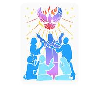 FINGERINSPIRE Pentecoste Santo Spirito Stencil 29.7x21cm Scava Fuori Il Padre Religioso Uomo Donna Stencil Riutilizzabile Piccione Fuoco Stencil Modello per Dipingere su Album Fotografico, Carta