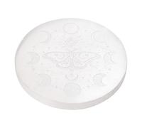 FINGERINSPIRE Piastra di Ricarica in Cristallo di Selenite per Cristalli e Pietre Curative 85x8.5mm Lastra di Cristallo in Gesso Rotonda con Falena e Fase Lunare per Casa Purificazione Energetica