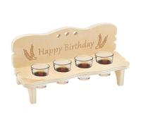 FINGERINSPIRE Porta Bicchieri Da Liquore In Legno con Scritta Happy Birthday Incisa Navajo White Porta Bicchierini In Legno con 4 foro Espositore Multiuso per Bicchieri Da Vino Degustazione di Birr